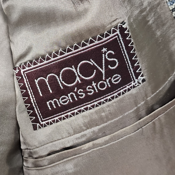 Mani By Giorgio Armani Mens Black White Blue Stripes Blazer / Suit Jacket - Picture 3 of 6